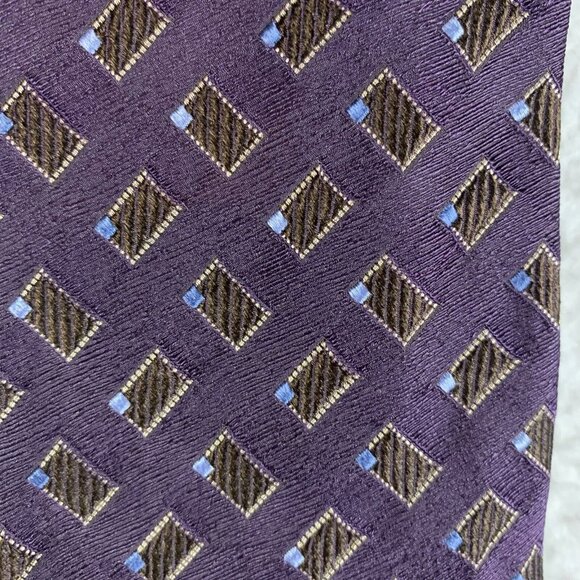 Jos. A. Bank Neck Tie Men's Purple Brown Plaid 100% Silk Classic Oxford 9592 - Picture 2 of 6